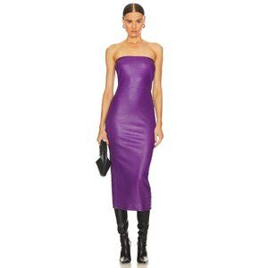 SPRWMN Leather Tube Dress in Violet, size Small